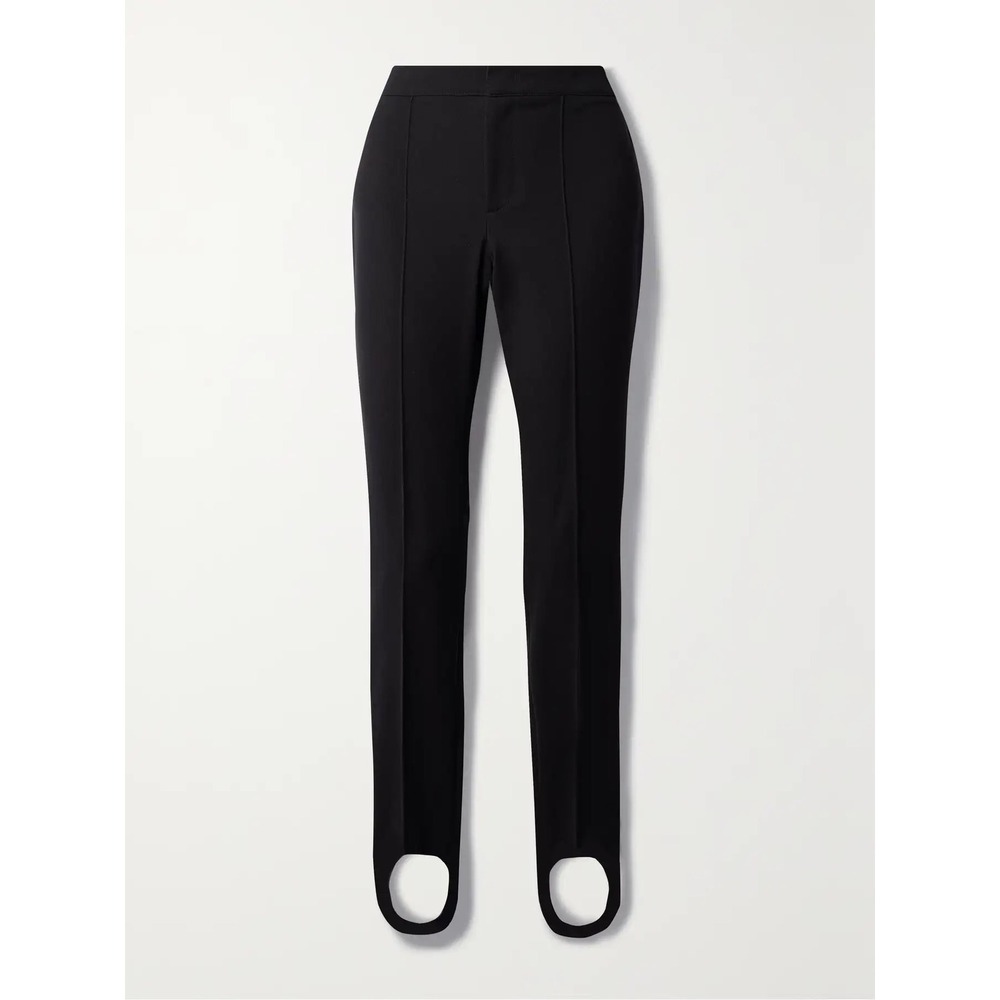 Moncler Grenoble Twill Stirrup Ski Pants Black IT42 US 6 Slim Stretch New no tag